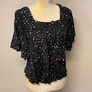 Black and Gold polka dot crop shirt